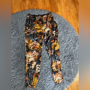 Mey Brown Floral Viscose Silky Pull On Jogger Style Pants Size S